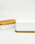 Enamel butter case w/wood - tortoise general store