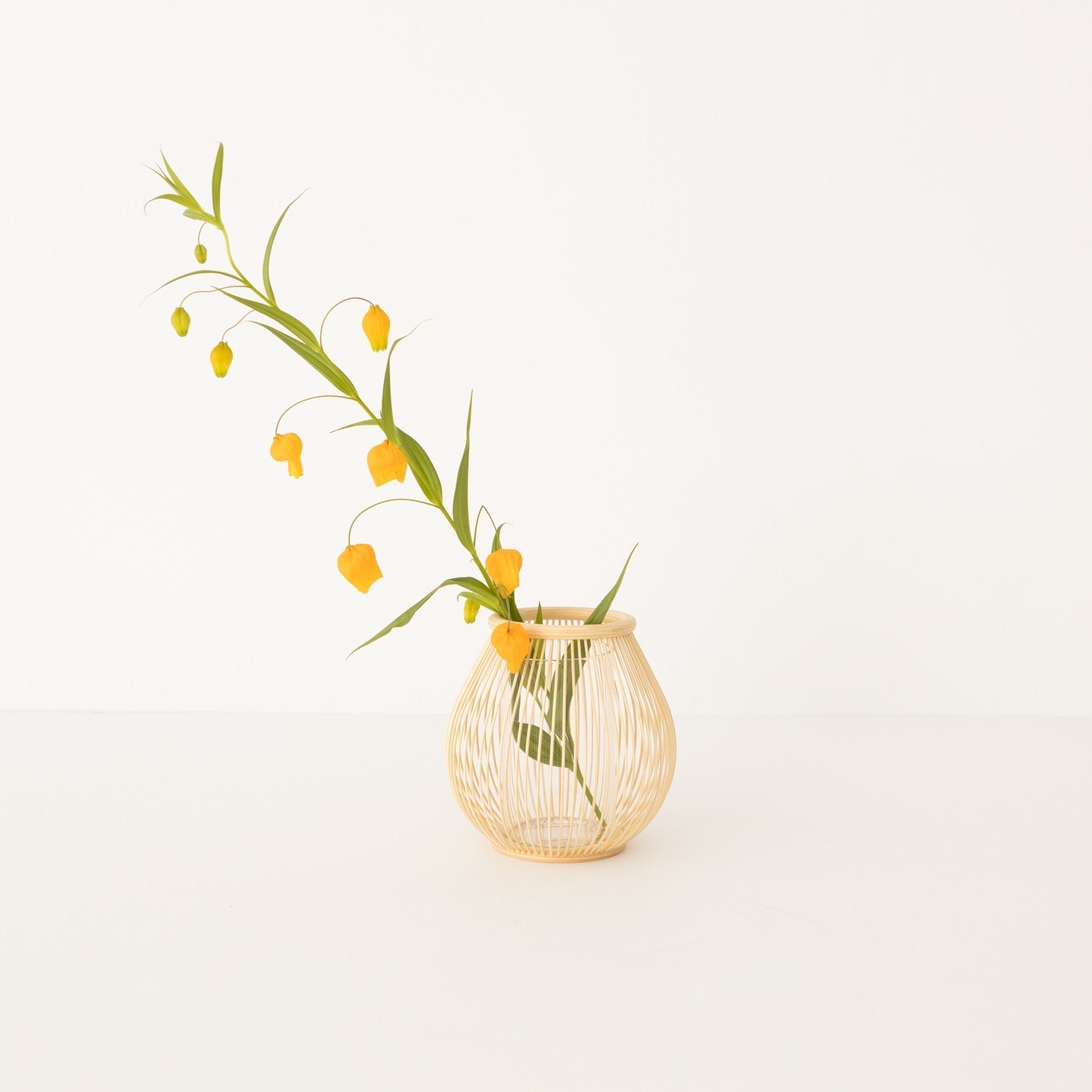 Drop Shape Suruga Bamboo Basketry Japanese Flower Vase