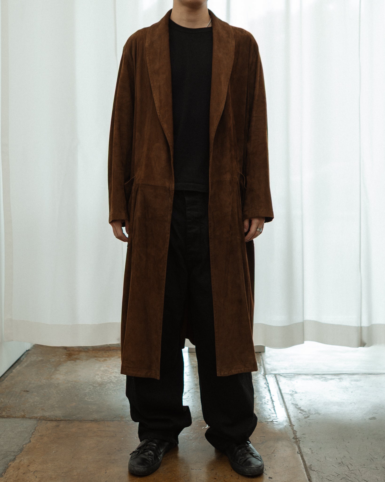 Comoli Brown Suede Robe Coat | Tortoise General Store