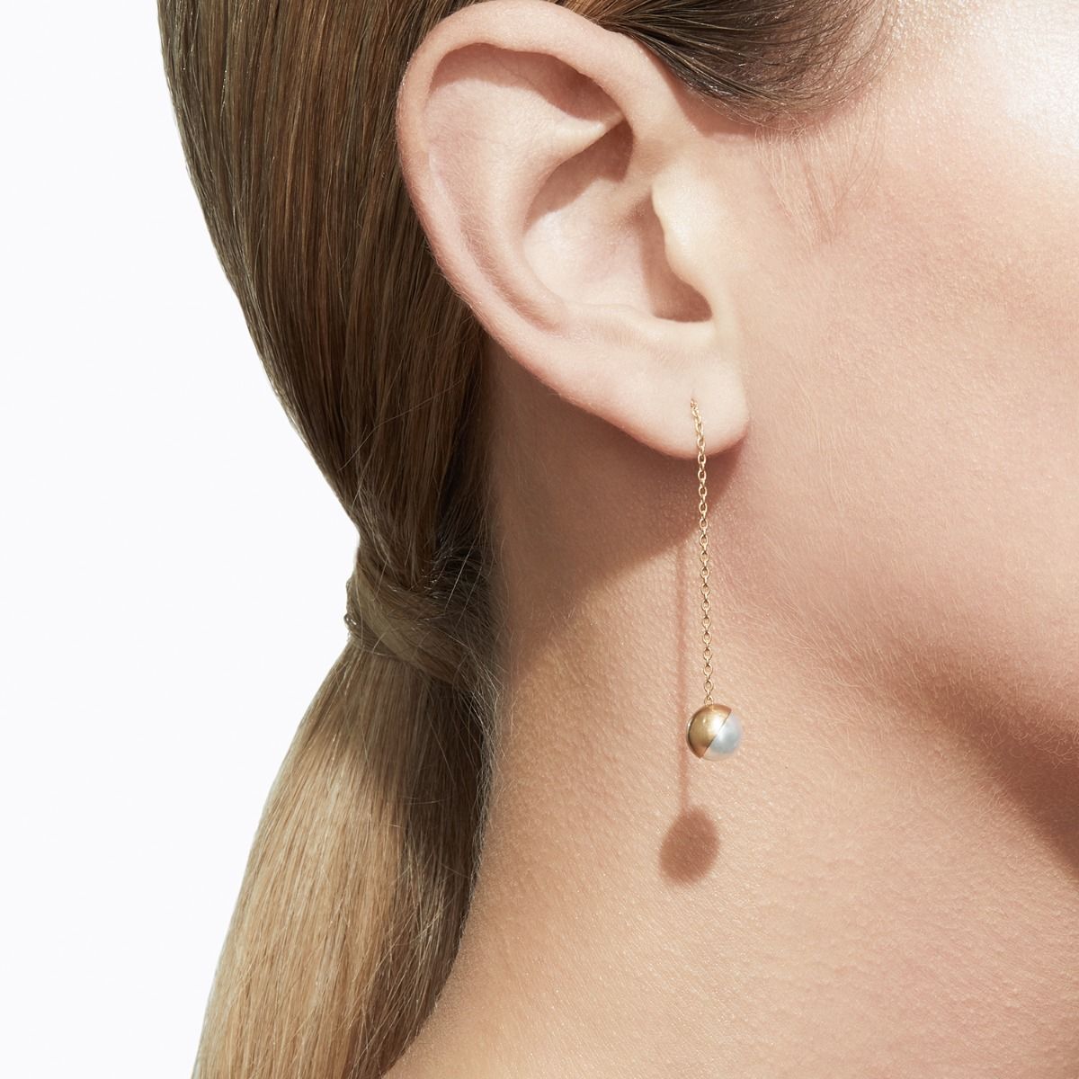 Shihara Half Pearl Chain Earring 45° | Tortoise General Store