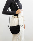 Aeta Fringed Shoulder Bag (DA66) in Black & White | Tortoise General Store