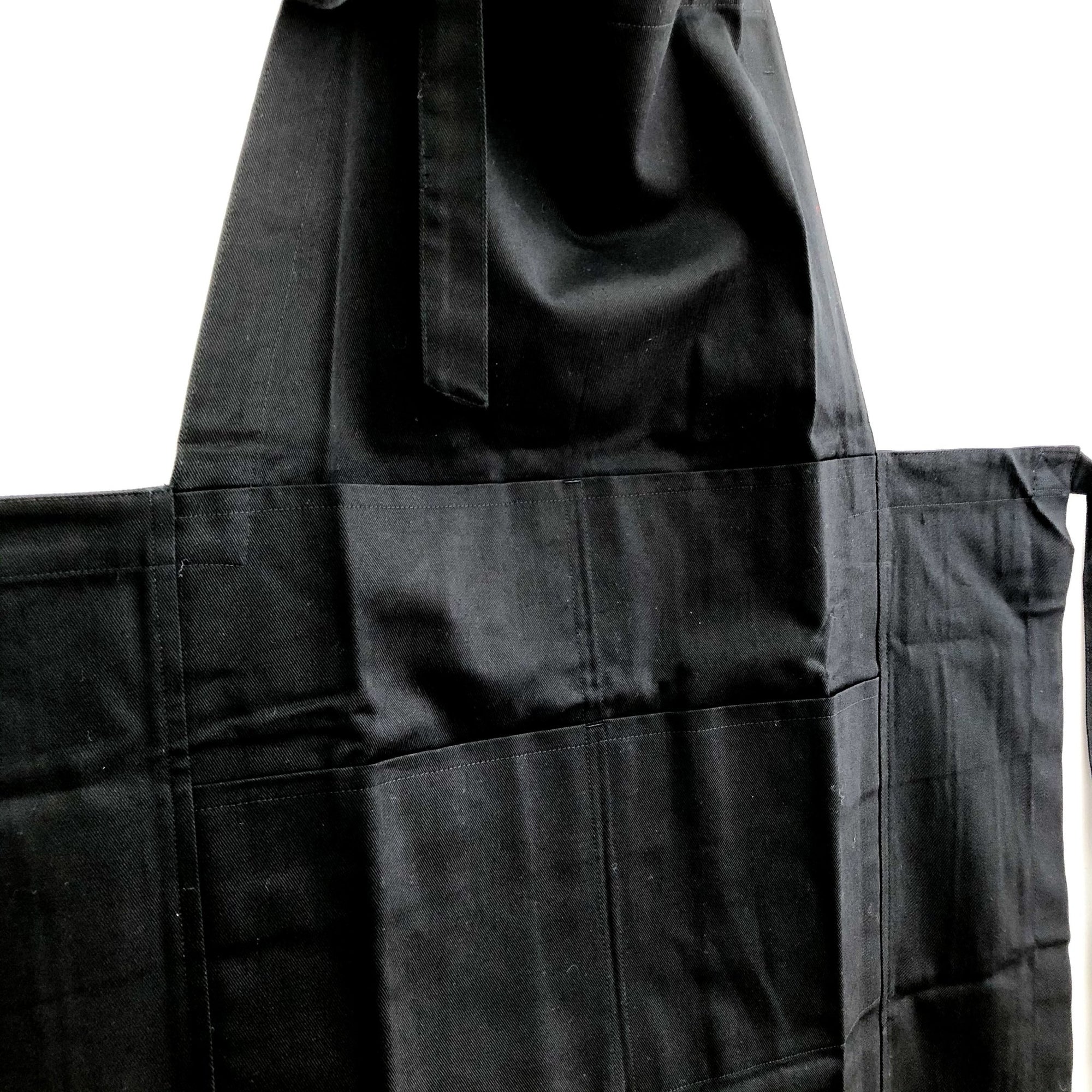 Black Bibbed Apron by Hakui (Hakui 6803-9) - tortoise general store