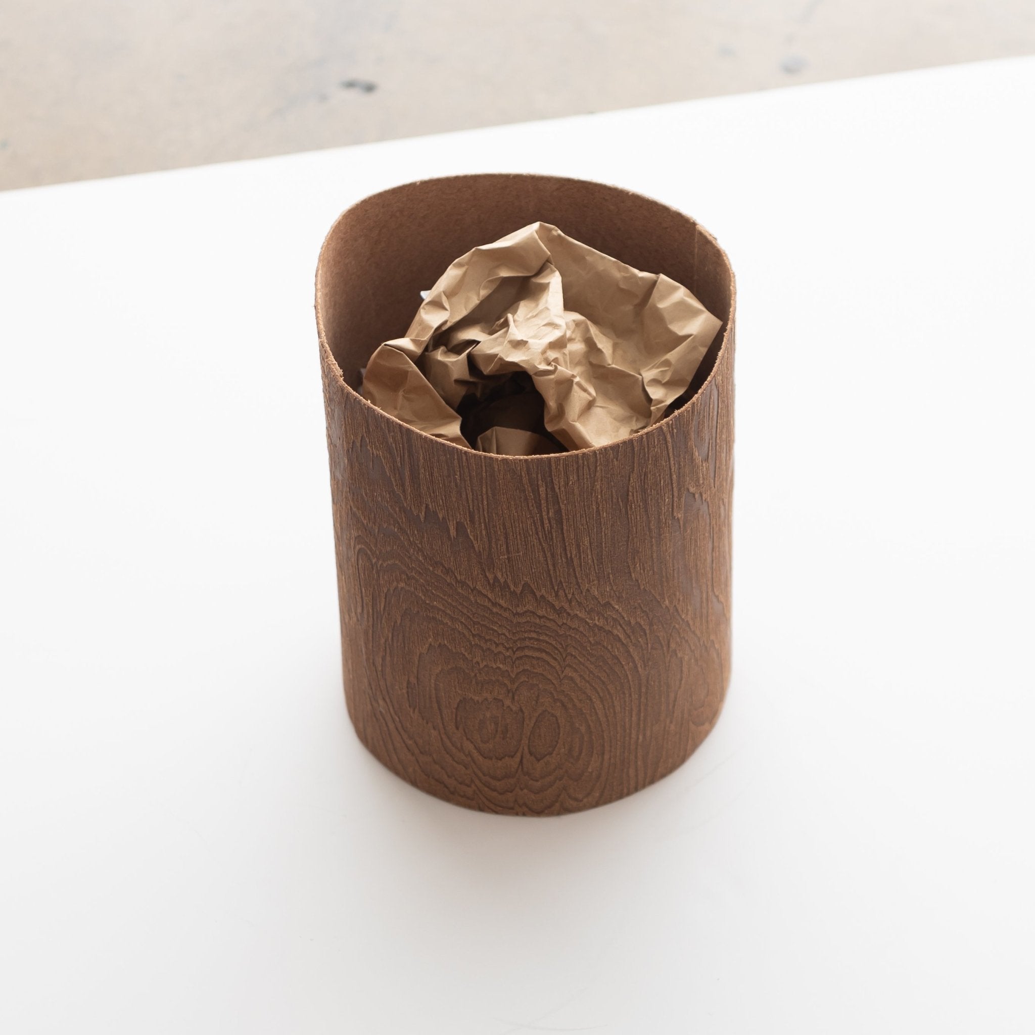 Irose &quot;Plywood&quot; Leather Trash Bin - tortoise general store