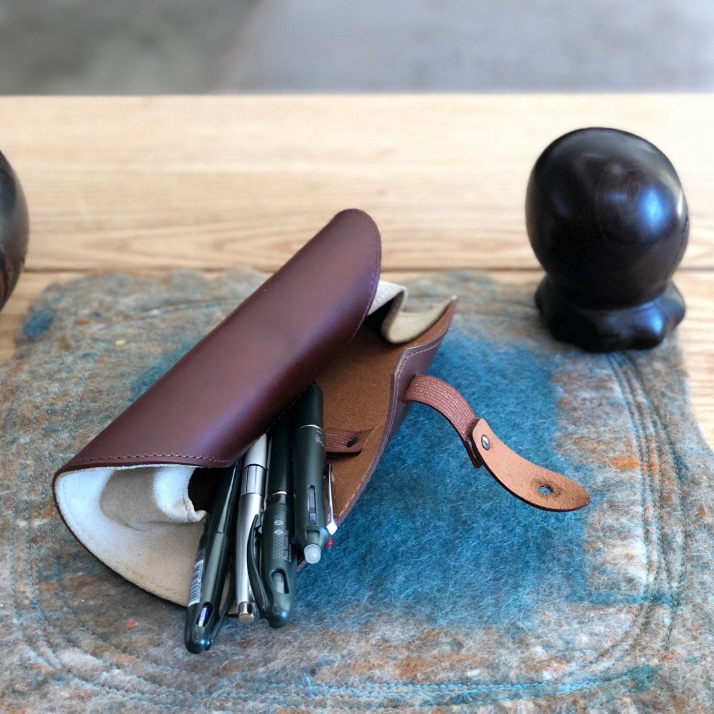 M+ Roll Leather Pencase - tortoise general store