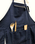 Navy Bibbed Apron by Hakui (Hakui 6915-1) - tortoise general store
