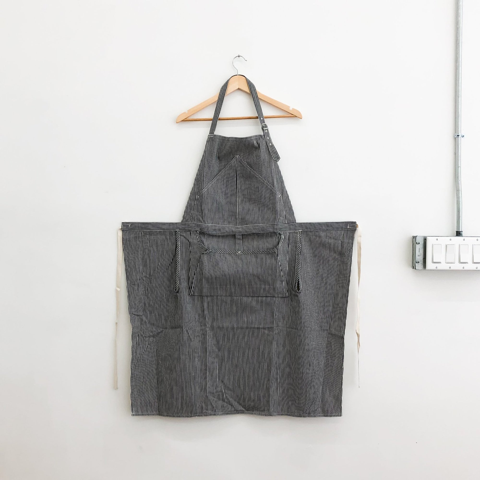 Striped Bibbed Apron by Hakui (Hakui 6869-1) - tortoise general store