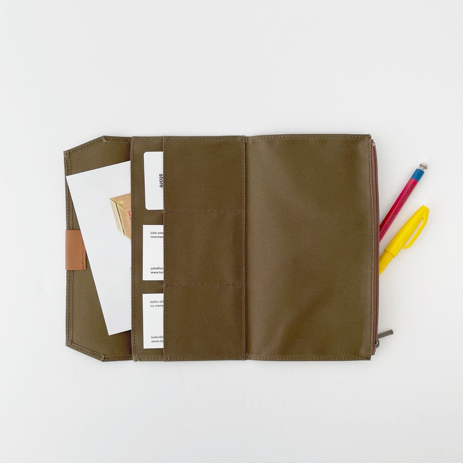 Traveler&#39;s Notebook Cotton Zipper Olive Case - tortoise general store